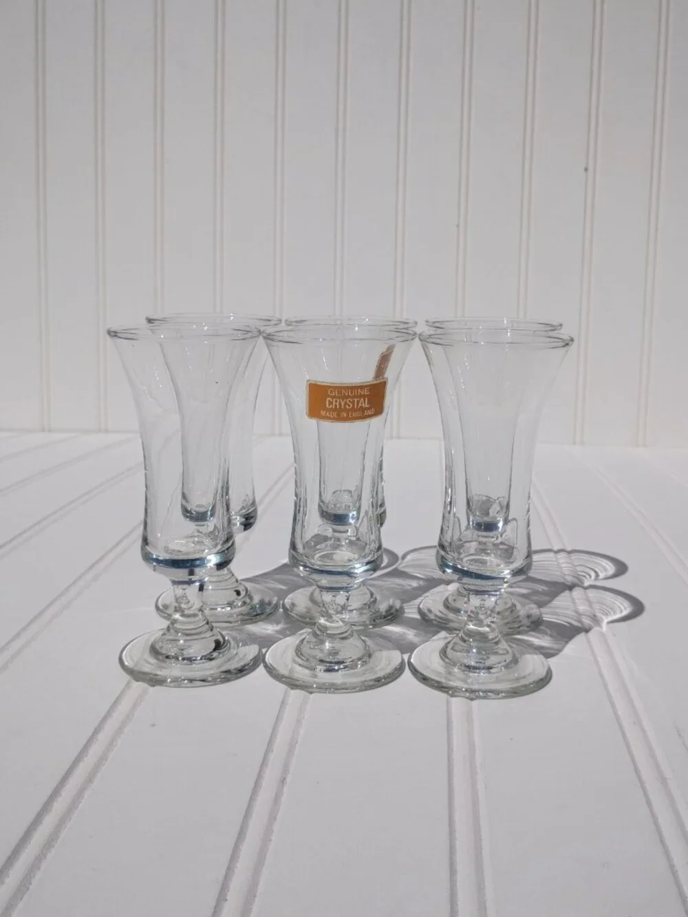 Vintage Genuine Crystal Cordial Glasses Made in England Footed Shot Glass Set